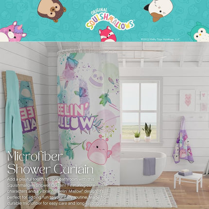Franco Squishmallows Kids Bath Microfiber Shower Curtain, 72x72, (Officially Licensed Product)