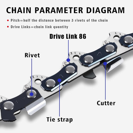 T.TAOMI 22 Inch Chainsaw Chain .325" Pitch .058" Gauge 86 Drive Links Fits for 57CC Blue Max 2160 Chainsaw 5200 5800 6200 Models, Replaces 21LPX086G and more (22"86DL.325".058")