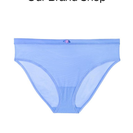 Curvy Couture Women's Sheer Unlined Underwire Plunge Bra, Denim Blue, 40H US