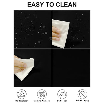 Fokitut 12 Pack Waterproof Round Tablecloth, 90 Inch, Stain Resistant and Wrinkle Polyester Table Cloth, Fabric Table Cover for Kitchen Dining, Wedding, Party, Holiday Dinner-Black