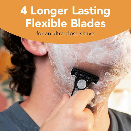 BIC Flex 4 Refillable Refill Razor Cartridges for Men, Long-Lasting 4 Blade Razor Heads for Sensitive Skin, 10 Refill Cartridges