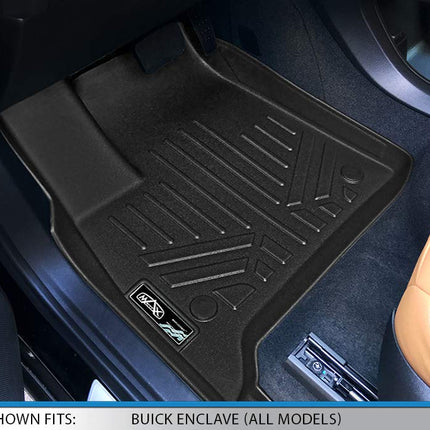 Tapetes SMARTLINER 3 Filas y Forro de Carga Detrás de la 2ª Fila, Juego Negro para Buick Enclave 2018-2019 con Asientos de Cubo en la 2ª Fila