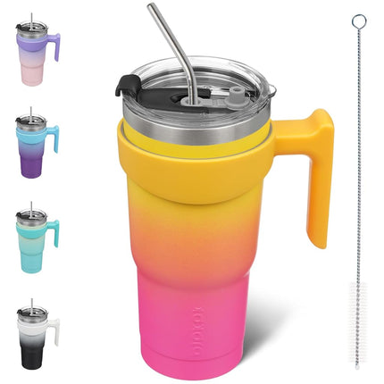 BJPKPK 600 ml Tumbler with Handle & Straw, Insulated Stainless Steel Mug