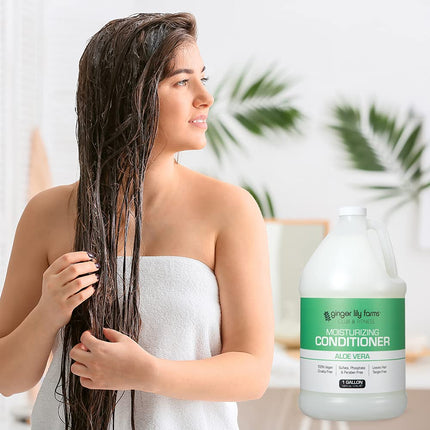 Ginger Lily Farms Club & Fitness Aloe Vera Moisturizing Conditioner, 100% Vegan, Paraben, Sulfate, Phosphate, Gluten & Cruelty-Free, 1 gallon