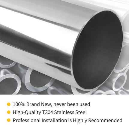 FGJQEFG 2.5 Inch Straight DIY Custom Mandrel Exhaust Pipe Tube Pipe, 45 Inch Length, 2.5'' OD Mandrel Straight Pipe, T304 Stainless Steel, Universal Fitment - 1PC
