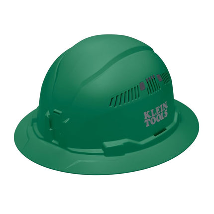 Klein Tools 60941 Hard Hat, Vented, Full Brim Style, Padded, Self-Wicking Odor-Resistant Sweatband, Green