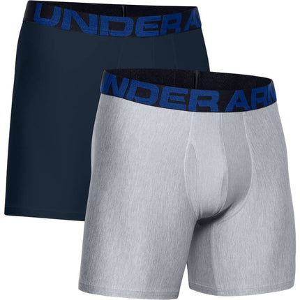 Under Armour Mens 2 Pack 6inch Tech Boxers Grey/Navy XS