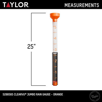 Taylor Precision Products 5288565 ClearVu Rain Gauge, Orange