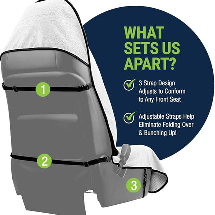 Funda de asiento impermeable Season Guard con asa antideslizante - Protector de asiento de coche lavable, ideal para el gimnasio - Cojín de asiento universal de tela de rizo con bolsillo para