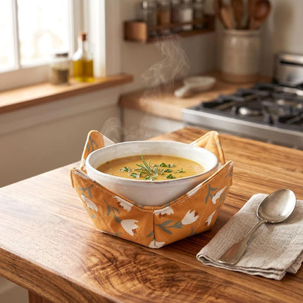 ROGITU Cotton Microwavable Bowl Cozy, Microwave-Safe Hot Bowl Holders, Soup bowl Cozy Hot Pads (C2)