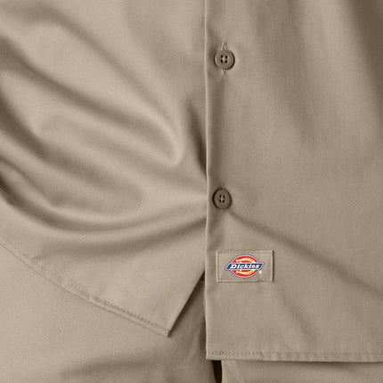 Dickies Mens Short-Sleeve Work Shirt, 3XT, Dark Brown