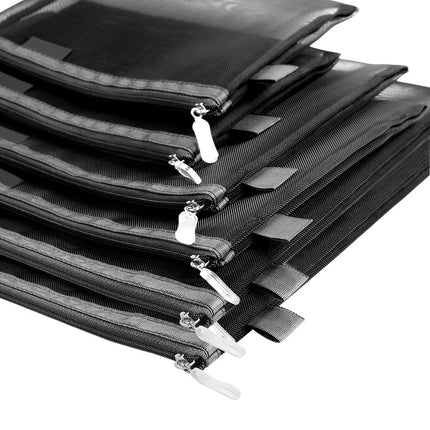 Bolsas de Maquillaje de Malla Topfinder, Estuches Cosméticos con Cremallera, Estuches para Lápices con Cremallera, Kit de Aseo Portátil para Viajes, Estuche Organizador de Oficina, Papelería ((6A+5A)*3 Negro)