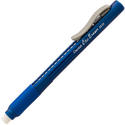 Clic Eraser Grip Retractable Eraser with Grip Office Barrel Colors (Black, Red, Blue) 7 Pack