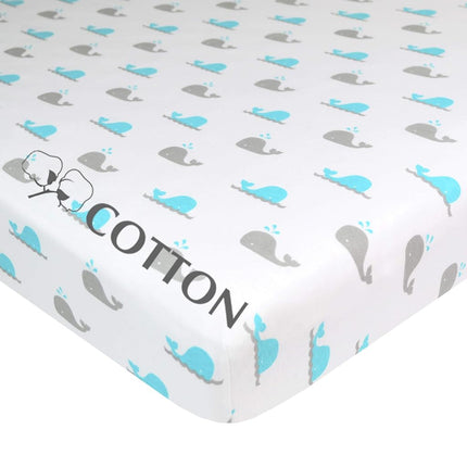 American Baby Drap-housse 100 % coton naturel doux et respirant pour parc, motif baleines aquatiques, pour garçons et filles, 68,6 x 99,1 cm (lot de 1)