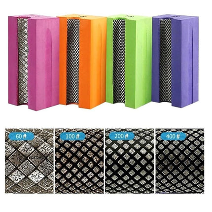 MiJunHD Concave Electroplated Diamond Sanding Block, 60/100/200/400 Grit Curved Polishing Pad for Grinding Trimming Granite Marble Glass Stone Tile Wood (4 Pieces)