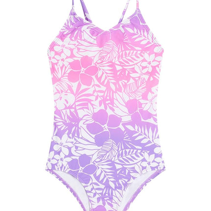 Traje de baño de una pieza Kanu Surf Hurricane Beach Sport UPF 50 para niña, Fiona rosa/morado, 12