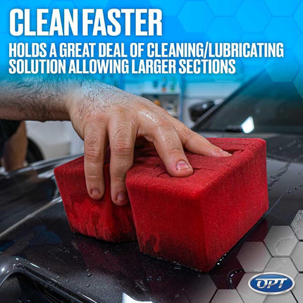 Optimum Big Red Sponge - Original BRS - Large Professional Detailing Sponge for Rinseless and Traditional Car Wash