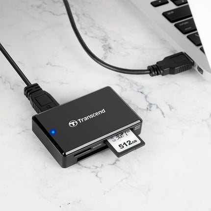 Transcend RDF8 USB 3.1 Gen 1 (USB 5Gbps) SD & microSD & CompactFlash Card Reader, with Micro USB to USB Type A Cable, TS-RDF8K2