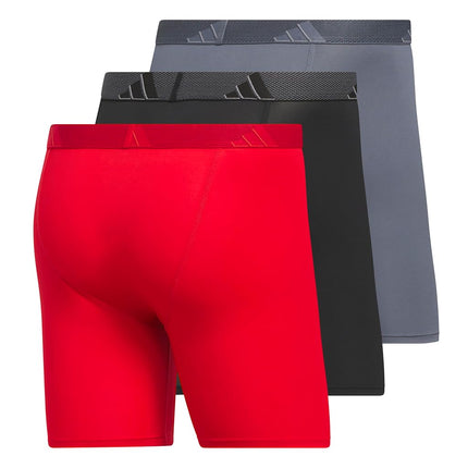 adidas Men's Microfiber 3-Pack Boxer Brief, Better Scarlet/Black/Onix Grey, M