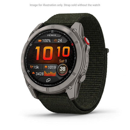 Garmin UltraFit Watch Straps (26mm), Lightweight, suitable for selected f?nix-, epix-, Descent-, D2-, Instinct-, Forerunner- and Tactix series smartwatches, Original accessory, Nylon, Moss