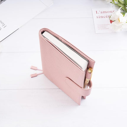 Ox Knight B6 Leather Planner Cover for Stalogy, Midori, Leuchtturm1917, and More - with Pen Loop, Card Slots, Back Pocket, and Bookmarks (Pink)