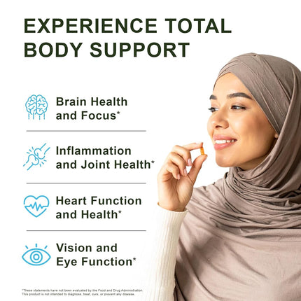 Aceite de Pescado Halal, Vitaminas Halal, Aceite de Pescado Halal de Noor Vitamins, Aceite de Pescado Silvestre Peruano Ultra Omega 3 (800 mg EPA y 400 mg DHA) Apoyo para el Corazón, el Cerebro y las Articulaciones, Sin OGM y Sin Gluten (120 unidades)