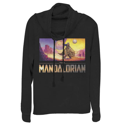 STAR WARS Pull molletonné à col bénitier The Mandalorian Dreamscape Journey pour enfant, Noir, Taille M