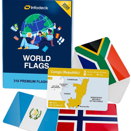 310 Premium World Flags Flash Cards — Countries of