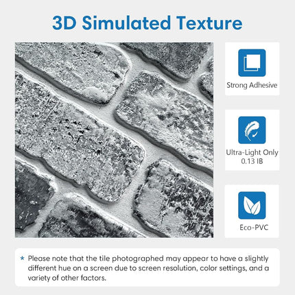 COMSTICKC 3D Brick Wall Panels, Peel and Stick Brick Tiles (Whitewash Gray -2)