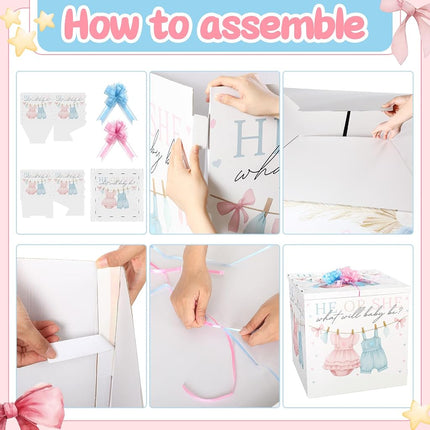 AmazingSpark 28in Giant Gender Reveal Gift Box Kit, Baby Clothes
