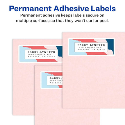 Avery Glossy Clear Address Labels, Sure Feed Technology, Laser/Inkjet, 1" x 2-5/8", 300 Labels, 5 Packs (6521)