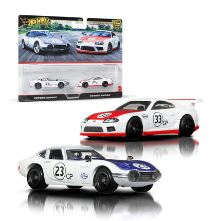 Hot Wheels Premium Car Culture 2-Pack of 1:64 Scale Vehicles, Unique Pairings, Real Riders Tires, Metal/Metal Chassis, Toy for Collectors, JBL03