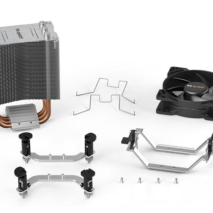 be quiet! Pure Rock Slim 2 air cooler, high cooling efficiency, optimized AMD mounting, easy installation, full configuration of RAM memory banks, three 6mm heat pipes, Pure Wings 2 92mm PWM fan