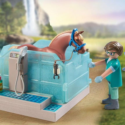 PLAYMOBIL 71352 Horses of Waterfall - Riding Therapy and Veterinary Practice, magical waterfall paradise for horse lovers, fun imaginative role-play, sustainable playsets suitable for children ages 5+