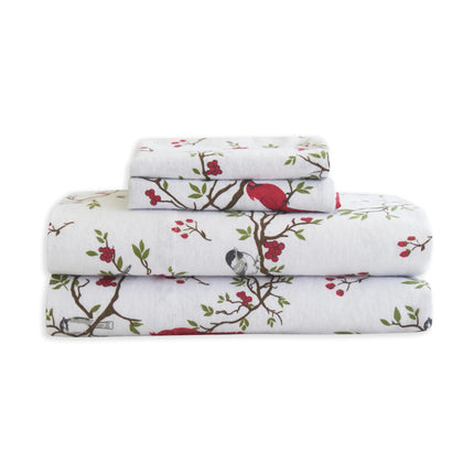 Elegant Comfort Ultra Soft 4-Piece 100% Turkish Cotton Flannel Sheet Set - Holiday Christmas Flannel Sheets, Warm and Cozy Anti-Pill Premium Quality, Deep Pocket Fitted Sheet- Twin XL, Cardinal