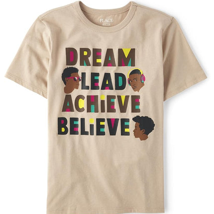 T-shirt à manches courtes et motif "Positive Vibes" pour garçons The Children's Place, "Dream Lead Achieve Believe", XXL