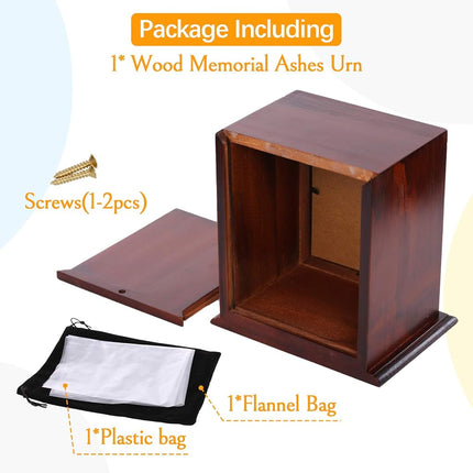 BRKURLEG Dog Urns for Ashes, Wood Pet Urn with Photo Frame, Pets Ashes Box Cremation for Cat Dog, Memorial Box for Dogs, Animal Wood Urn, Suitable for Most Pets