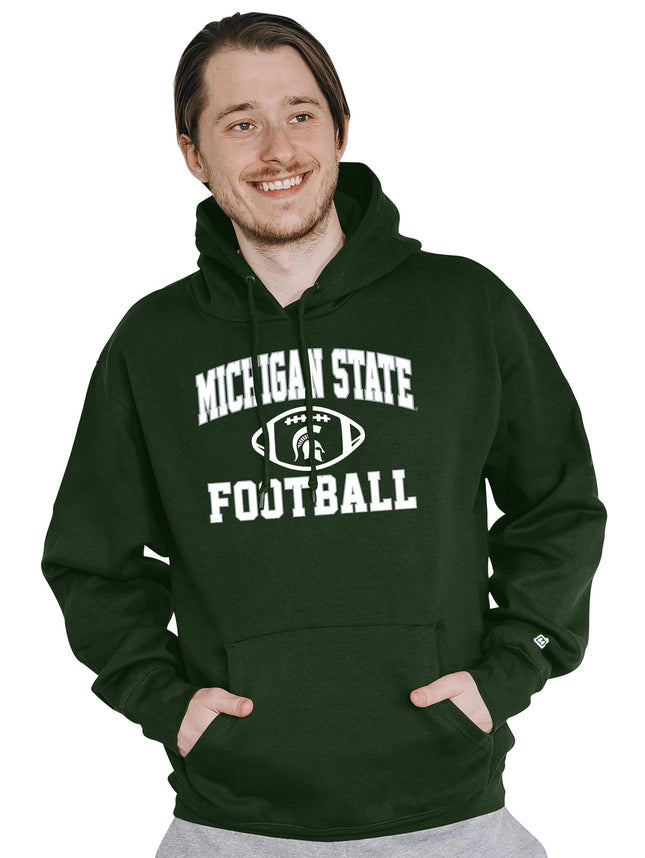 Blue 84 Men's Hoodie Team Color Football Hooded Sweatshirt, Michigan State Spartans Forest, S