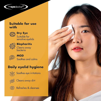 Eye Doctor Eyelid Wipes, 40 Sterile Eye Wipes for Dry Sensitive Eyes, Large