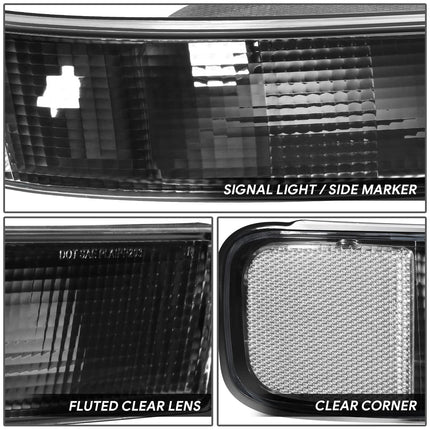 DNA MOTORING BL-CEGS03-BK-CL1 Pair of OE Style Front Bumper Parking/Turn Signal Lights Compatible with 03-14 Express Savana 1500/03-23 Express Savana 2500 3500, Black/Clear