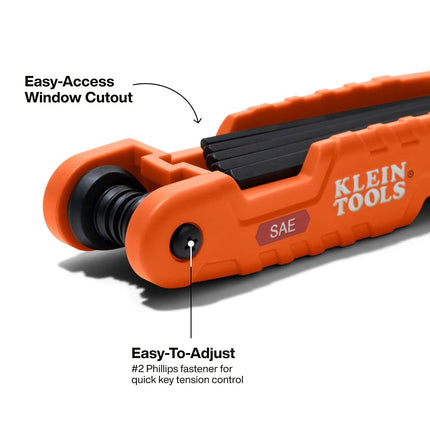 KLEIN TOOLS 70553 3-Piece Pro Folding Hex Key Set, Metric, SAE, Torx Sizes, 31 Keys, Industrial Strength Heat Treated Alloy Steel