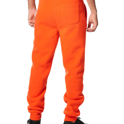Southpole Men's 1570 Basic Active Fleece Jogger Sweatpants, Orange, Large