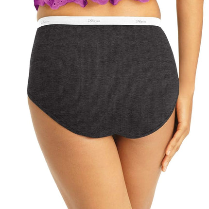 Hanes Women's Ribbed Cotton Brief Underwear 6-Pack, Assorted, 8