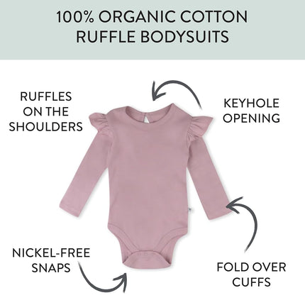 HonestBaby - Organic Cotton Long Sleeve Bodysuit for Babies and Girls, Pack of 5 Autumn Roses, 0-3 Months