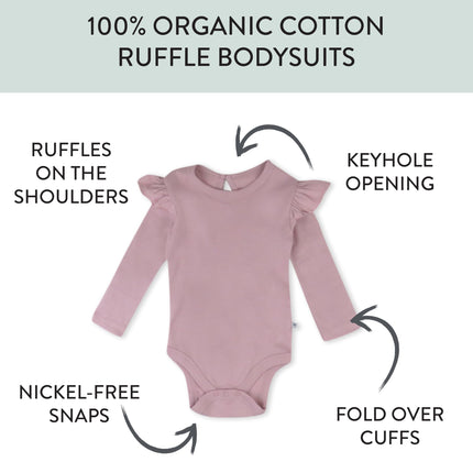 HonestBaby - Organic Cotton Long Sleeve Bodysuit for Babies and Girls, Pack of 5 Autumn Roses, 0-3 Months