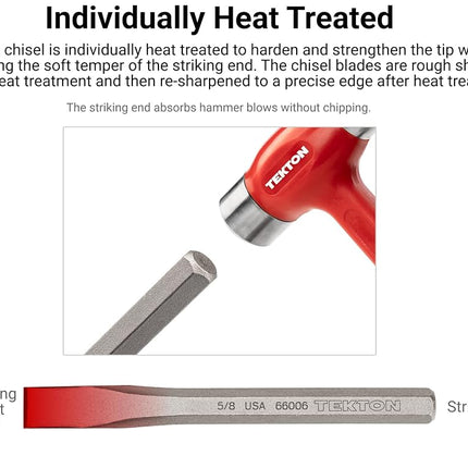 TEKTON 3/4 Inch Long Cold Chisel | 66207 | Made in USA