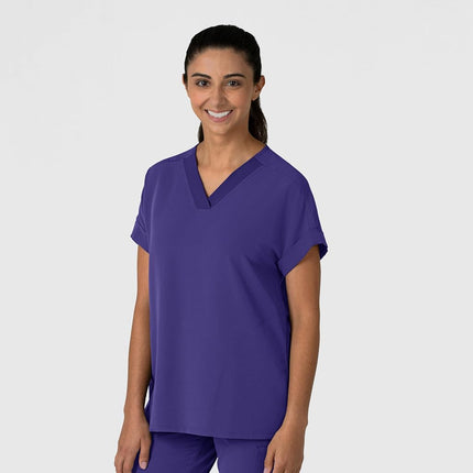WonderWink Women's Drop Shoulder Boxy Scrub Top, Grape, 3X