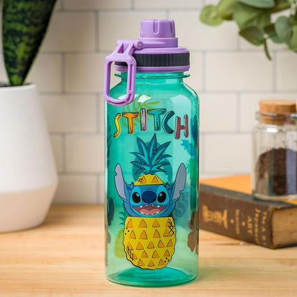 Disney Lilo & Stitch Pineapple 32-Ounce Twist Spout Water Bottle And Sticker Set