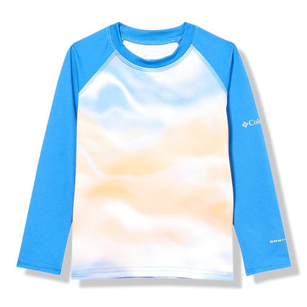 Columbia Toddler Unisex Sandy Shores Estampado Manga Larga Protector Solar, Camel Claro Corriente Submarina/Índigo Brillante, 2T
