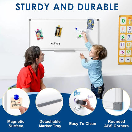 SWANCROWN Long Whiteboard 90x30cm, Magnetic Dry Erase Whiteboard for Wall